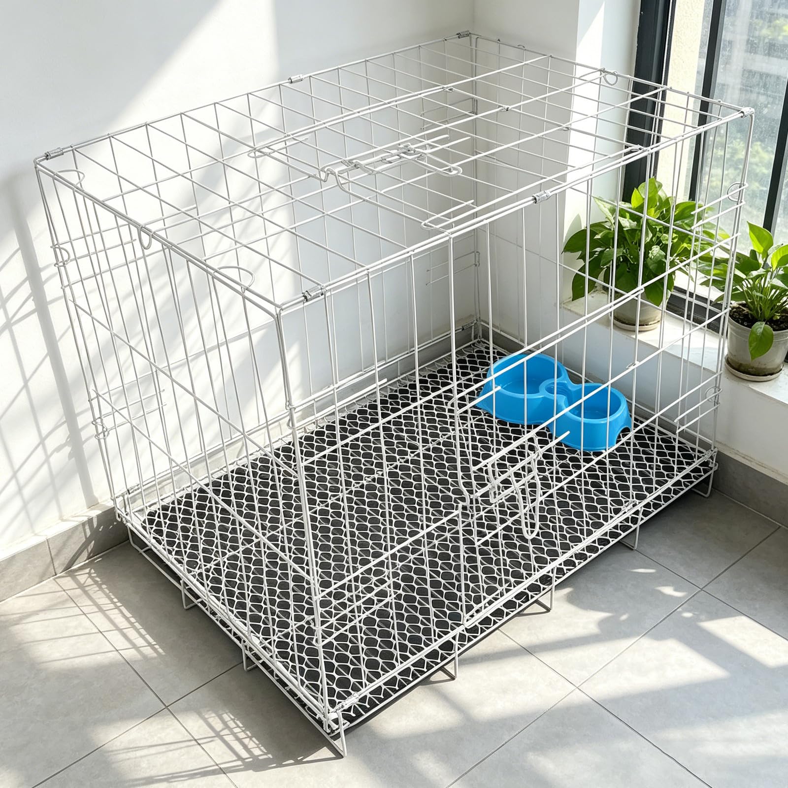 Cage pour Chien Petite Taille 50 x 40 x 35,5 cm - Cage à Une Porte avec Plateau Anti-fuites et gamelle - Pliable en Fil de Fer pour l'intérieur, l'extérieur et Les Voyages -