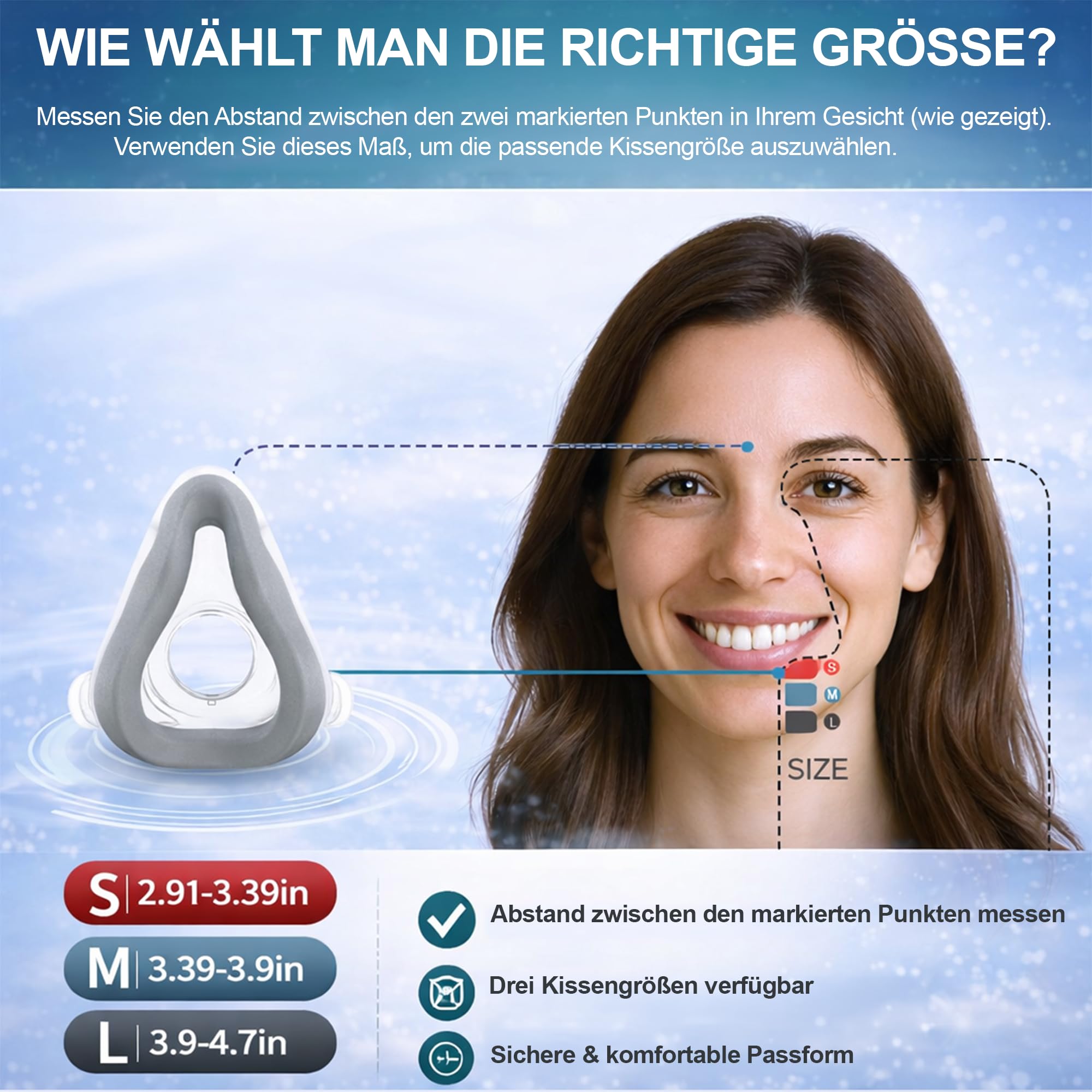 AirTouch F20 Ersatzkissen (Memory-Schaum) – Kompatibel mit F20 Maske – Weiches Maskenzubehör – 2 Packung – Größe Mittel