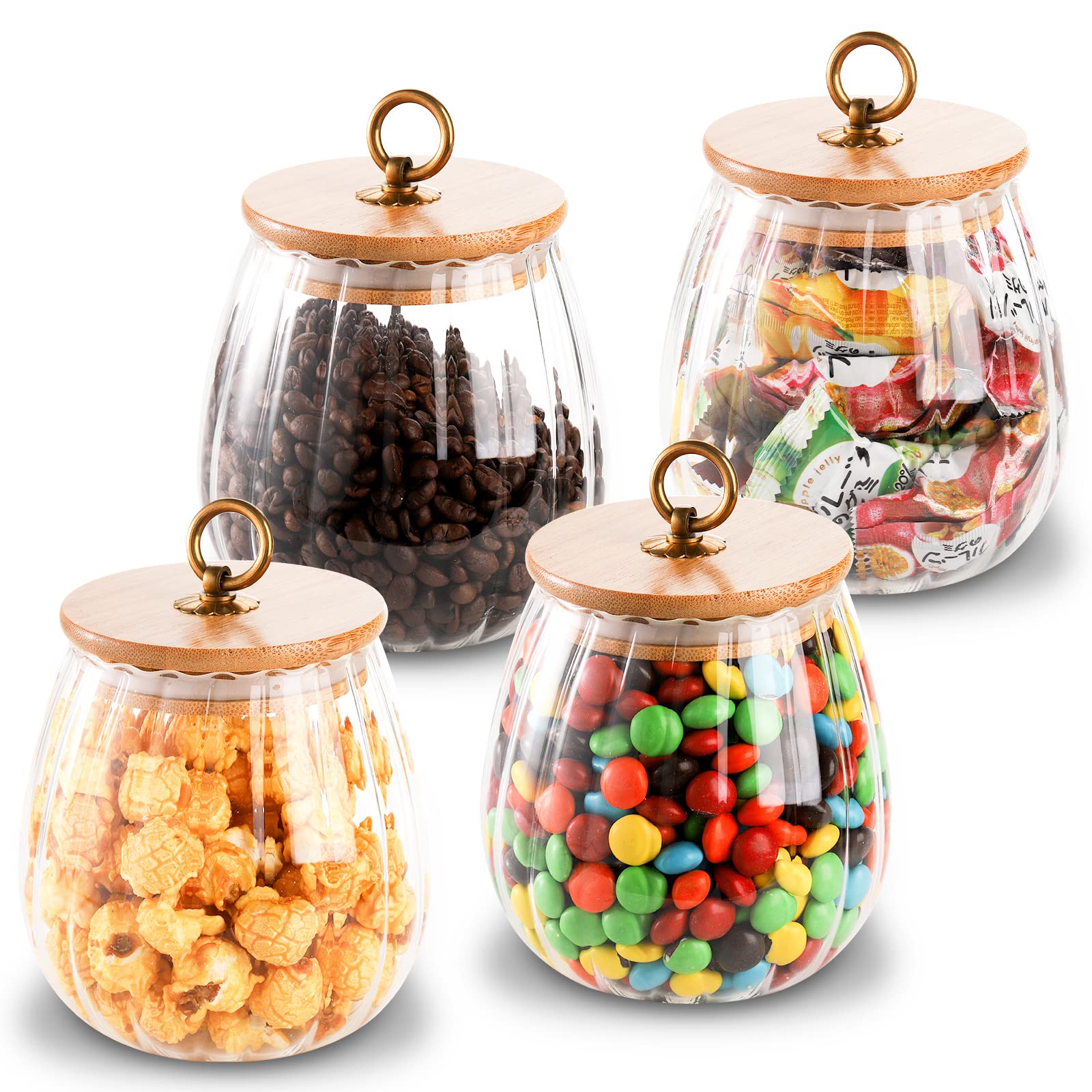 Frcctre 4 Pack 25 Oz Glass Airtight Storage Jar