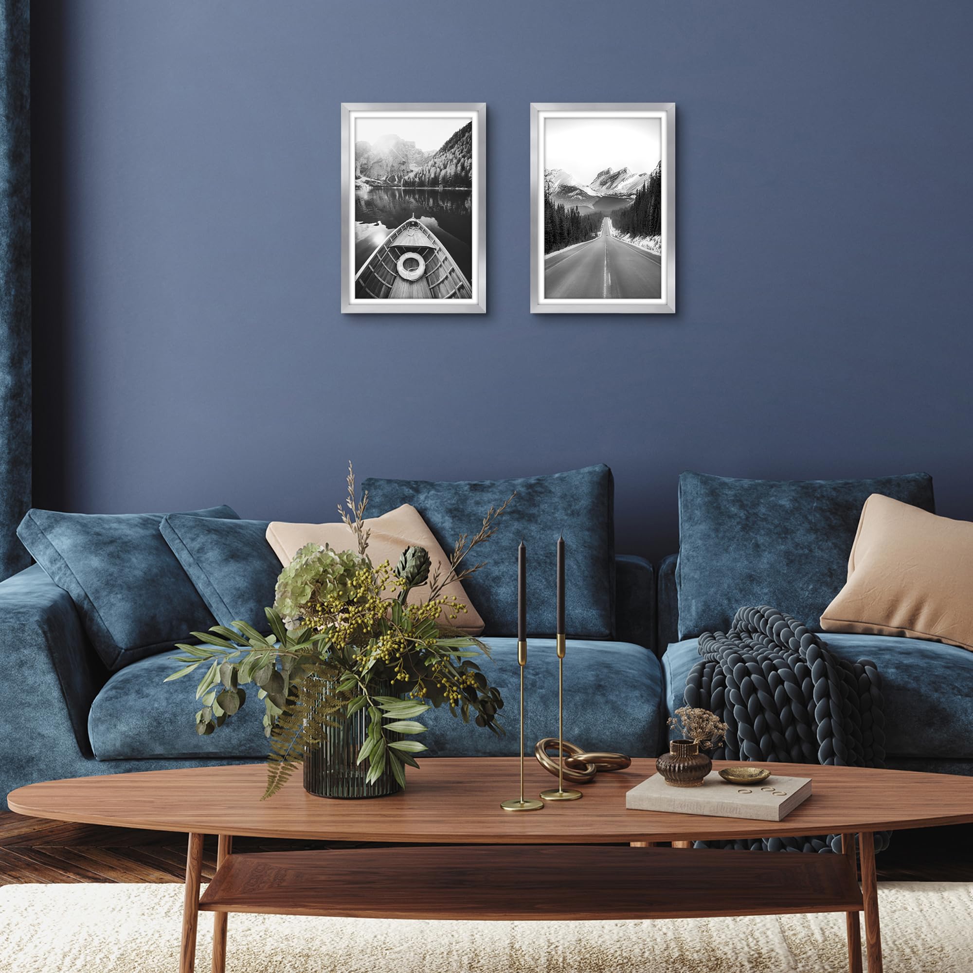Americanflat 12x18 Poster Frame Set Of 2 - White With Plexiglass, Includes Mat For 11x17 Display - View #3