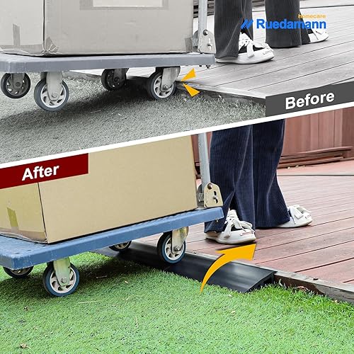 Miniatura 7 de Ruedamann Tira de transición de umbral de 6.6 pies, rampa de umbral de goma de elevación de 1 15 a 1 25 pulgadas, reductor de borde superpuesto,