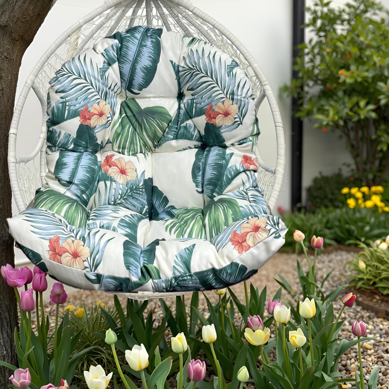 UUluhao Hanging Egg Chair Cushion Replacement Waterproof Outdoor with Ties