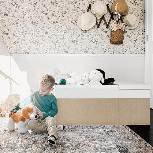 Miniatura 4 de INDRESSME Caja de juguetes extra grande de 185 L, organizador de almacenamiento de juguetes, contenedores de almacenamiento plegables con tapas,