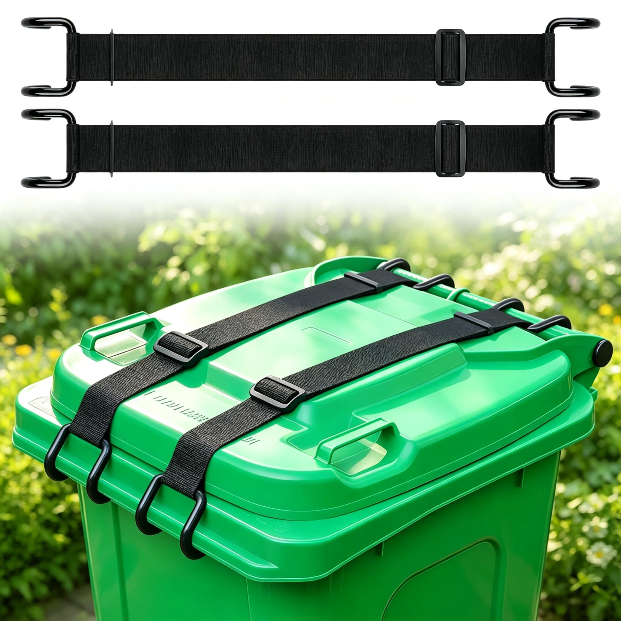 2PCS Trash Can Lock Lid, Animal Proof Lock for 28-96 Gallon Garbage Bins
