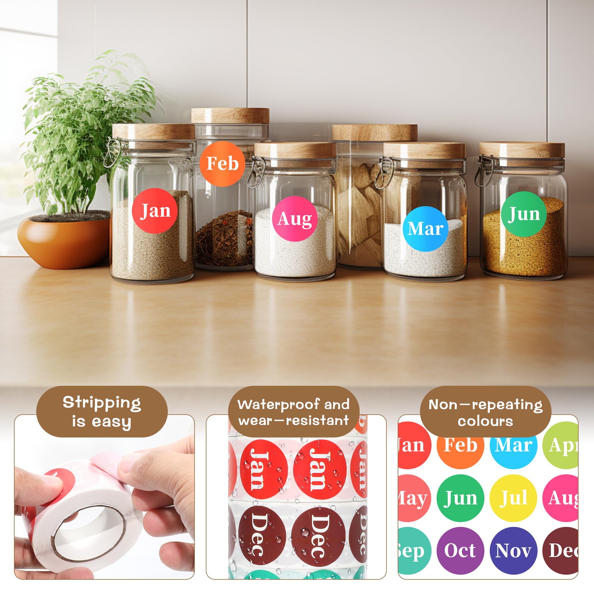 Snapklik.com : 12 Rolls Month Stickers 500 Labels Per Roll, 1 Inch Size ...