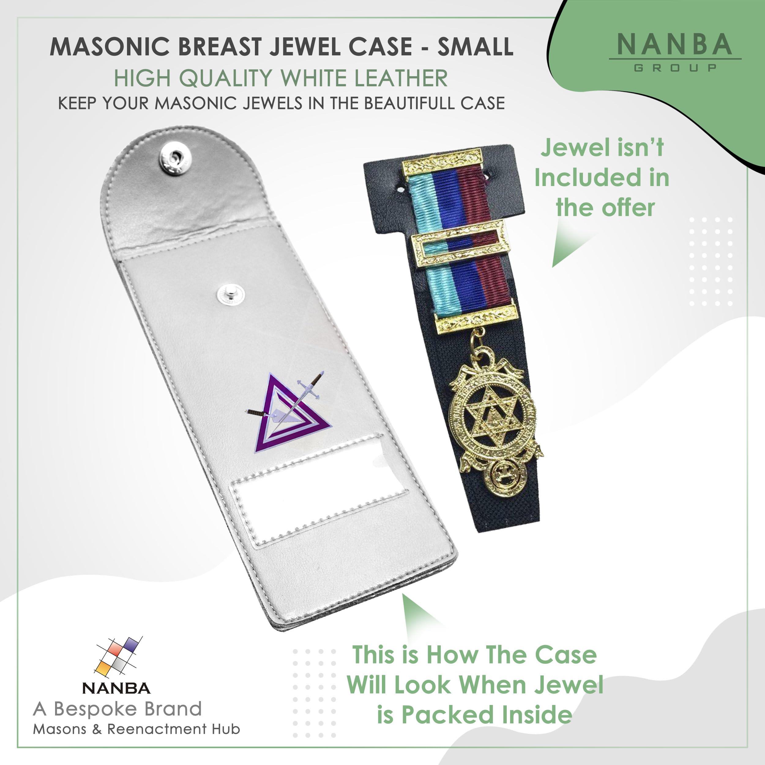 Masonic Regalia Pocket Jewel Holder Case Leather Carry Wallet - Freemason Jewels, Pins & Badges Holder - TOSL Purple & White