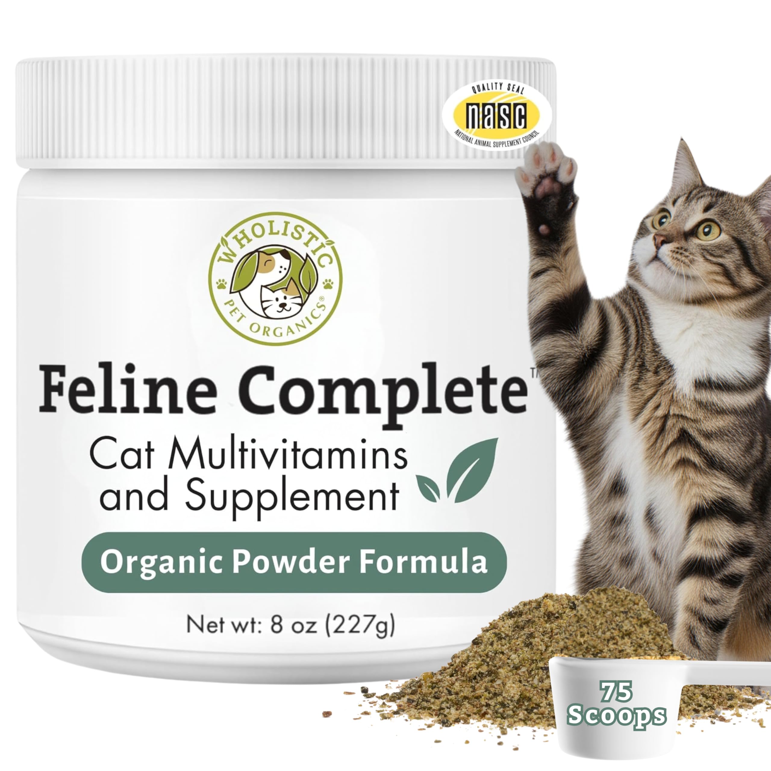 Feline Complete - 8 Oz - Multivitamin & Probiotic Powder for Cats - Natural Cat Food & Digestive Support - 75 Scoops