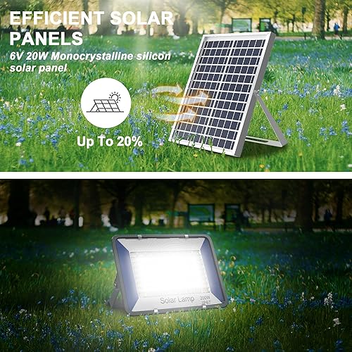 Miniatura 2 de Luces de inundación solares de 200 W para exteriores, IP65, impermeables, del atardecer al amanecer, luces de inundación solares con control remoto,