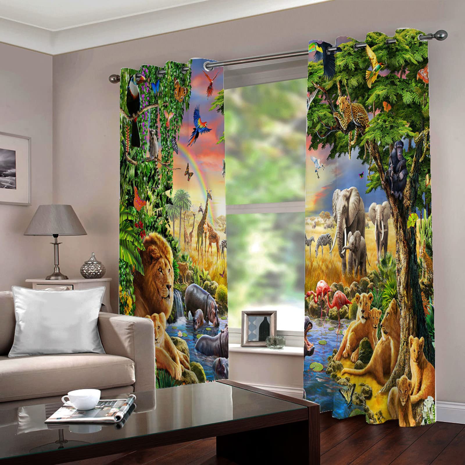 Rideau occultant isolants thermique GOKSEL 117x138cm motif animaux pour la chambre