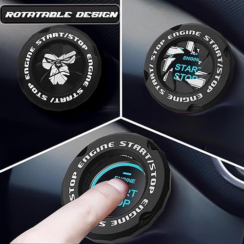 Miniatura 3 de Cubierta de botón de arranque, protector giratorio para el botón de arranque del motor del automóvil, accesorios geniales para decoración de
