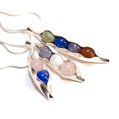 Miniatura 1 de Regalo del día de la madre | Collar de piedra natal personalizado | Collar de guisantes en una cápsula | Piedras de nacimiento para niños | Regalo