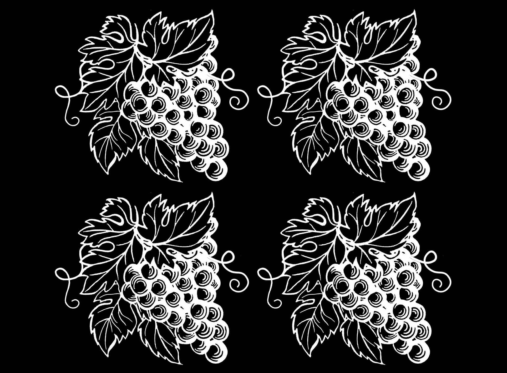 Grape Clusters 4 pcs White Fused Glass Decals