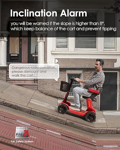 Miniatura 7 de Glashow Scooter de movilidad S3, scooter de movilidad plegable para adultos ancianos, ayuda de movilidad motorizada eléctrica con sistema de