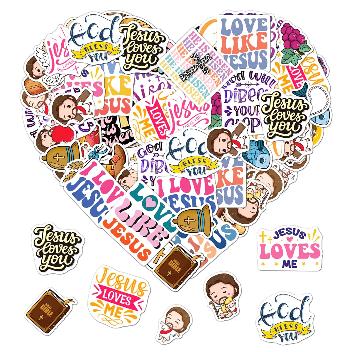 Pack 50 Pcs Jesus Christian Stickers for Water Bottles Waterproof Laptop Luggage Helmet Computer Teens Adults Girls Boys Women Aesthetic Funny Sticker
