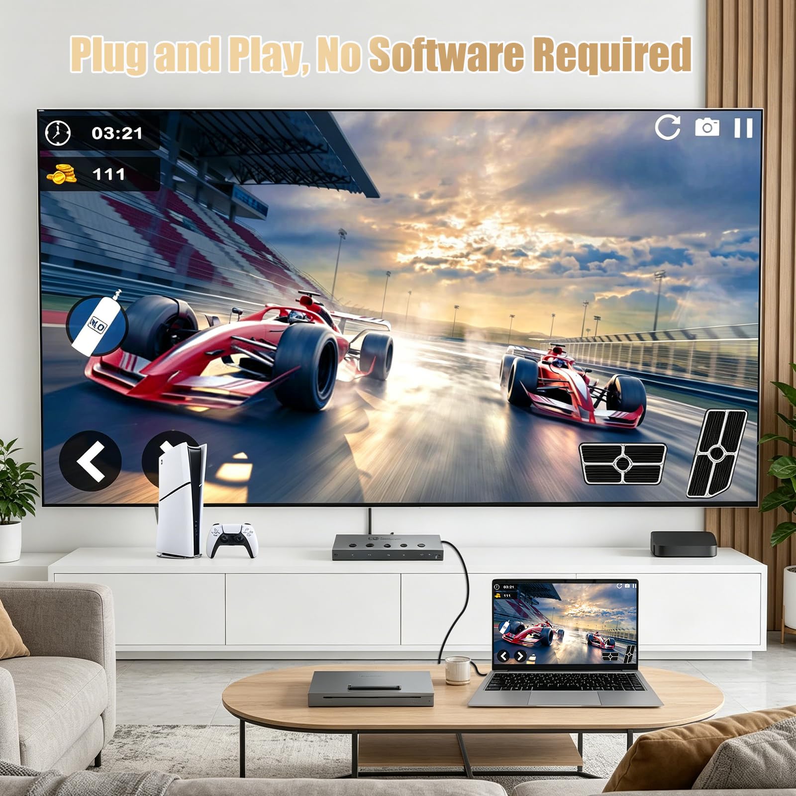 Conmutador HDMI de 8 K @ 60 Hz, 5 x 1, Tendak Aluminio HDMI 2.1 Switch 5 en 1 Salida HDMI Conmutador con mando a distancia IR Soporte 4K @ 120Hz/240Hz, HDR10, HDCP 2.3