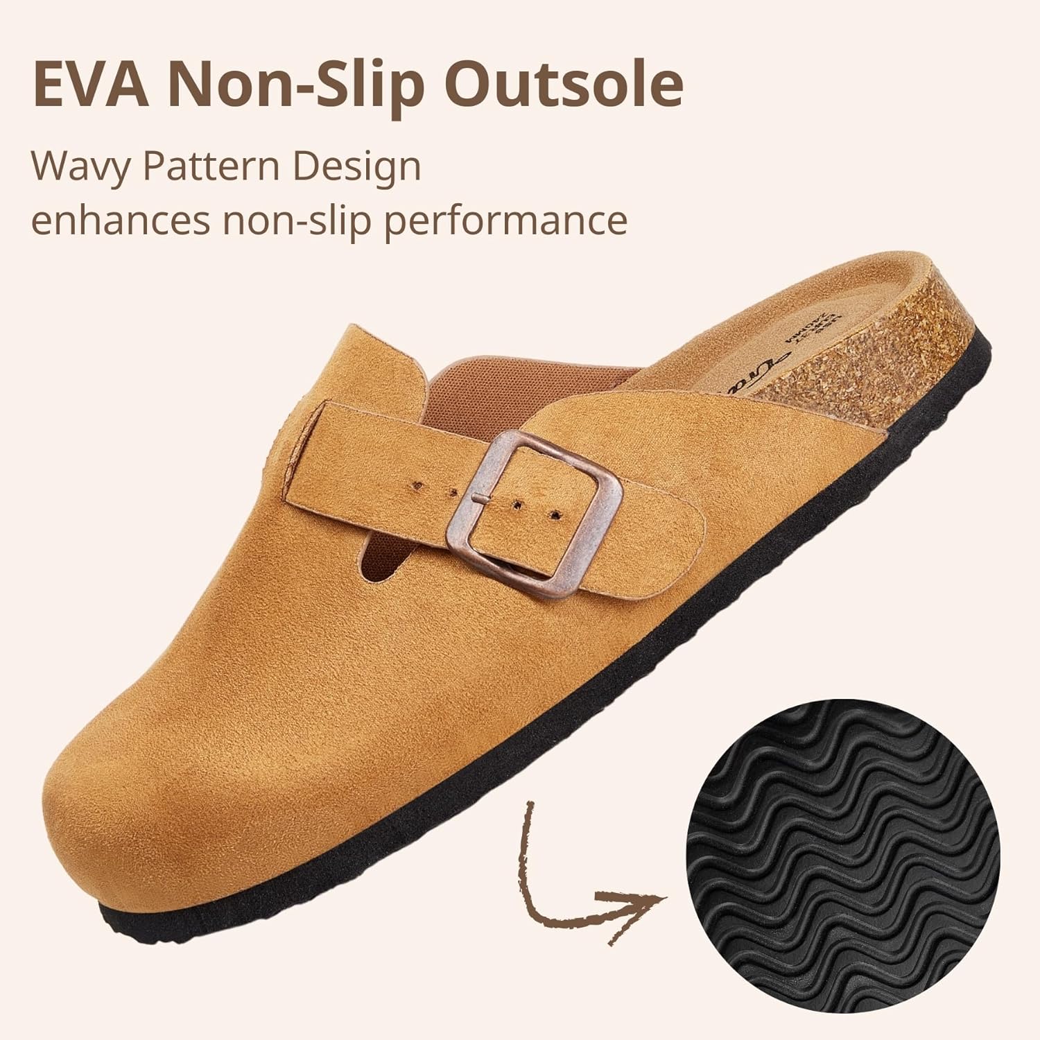 Trary Suede Clogs for Women Potato Shoes with Cork Footbed Memory Foam Clogs Comfortable Slip On Women's Mules - Image 6