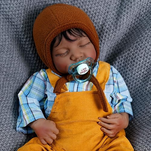 JIZHI Muñecas realistas de bebé recién nacidas, color negro, de 17 pulgadas, suave, de cuerpo completo, realista, muñecas de bebé recién nacidas,