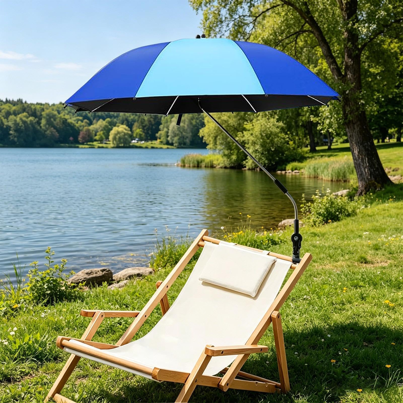 Parasol plażowy na krzesło, klips na regulowany baldachim przeciwsłoneczny, na patio, plażę, wakacje, podwórko, ogród, kemping, balkon, wędkowanie