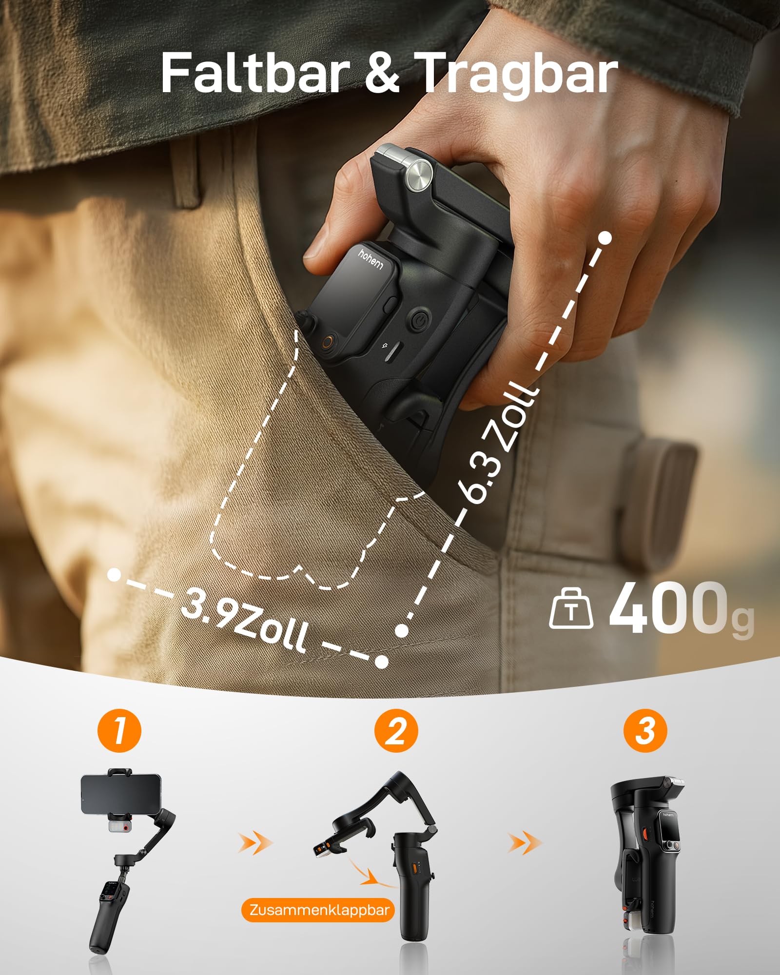 hohem iSteady V3 Ultra Gimbal Stabilizator do Telefonu z Czujnikiem AI Śledzenia i Wbudowaną Lampą LED — miniatura 8