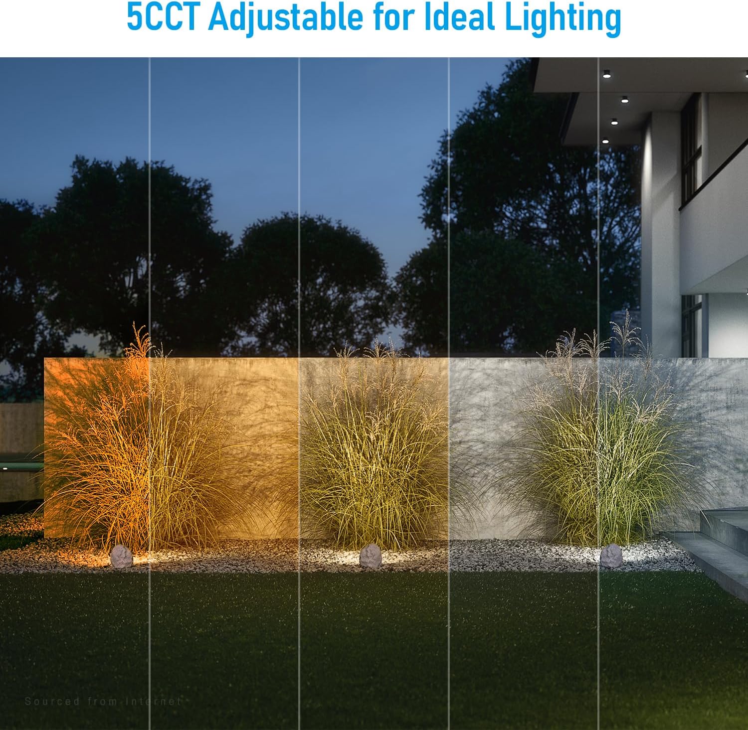 LEONLITE 5CCT LED Rock Lights Outdoor, 5W Low Voltage Landscape Spot Light for Garden, Yard, Decorative Stone Light, 12-24V AC/DC, CRI90, 200lm, IP65 Waterproof, Triangle, Light Gray, Pack of 2