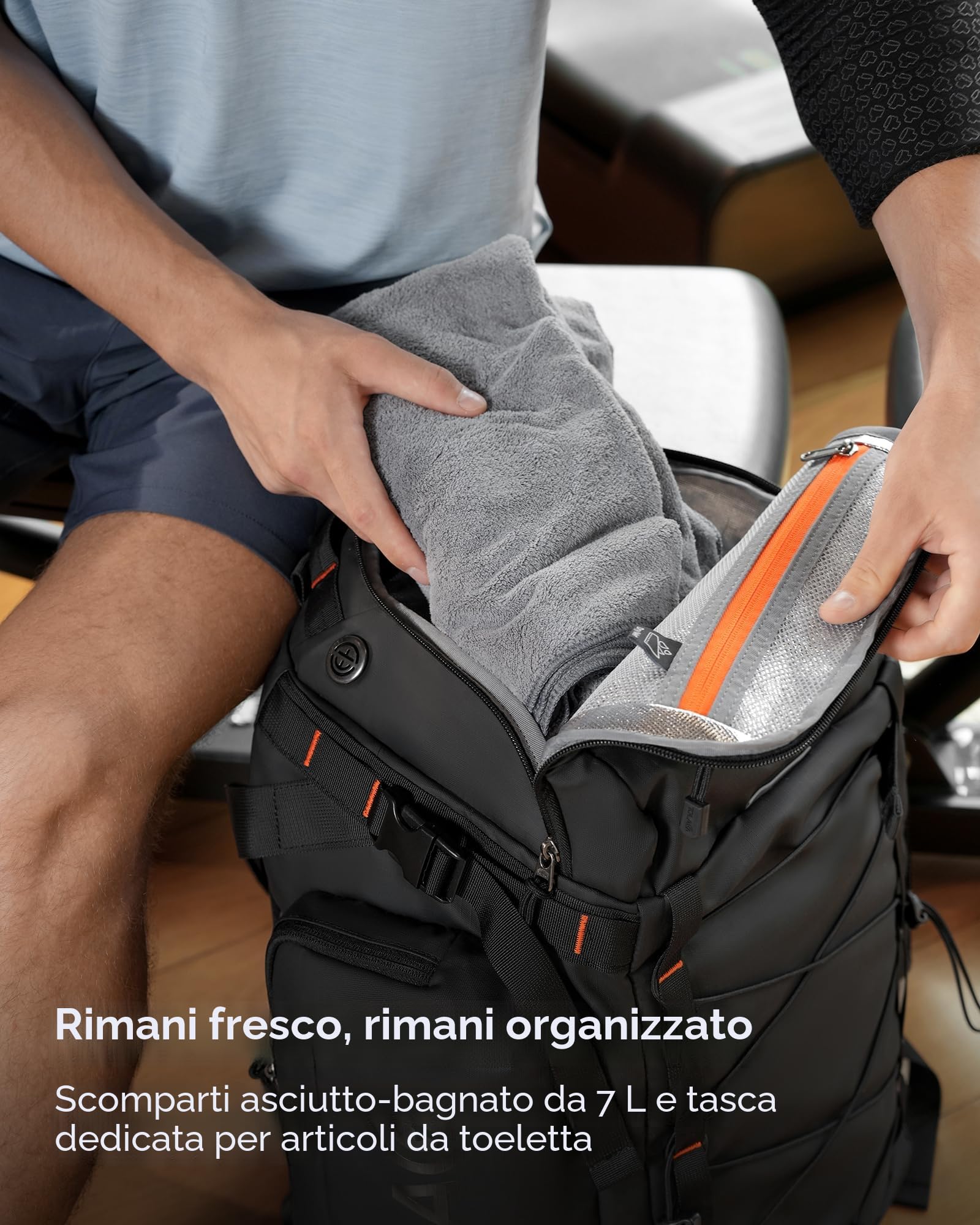 Tolaccea Borsone Palestra per Uomo e Donna 55L Grande – Zaino da Viaggio Convertibile con Scomparto Scarpe, Tasca Umida e Portatile 15,6" – Impermeabile per Sport e Viaggi (Nero)