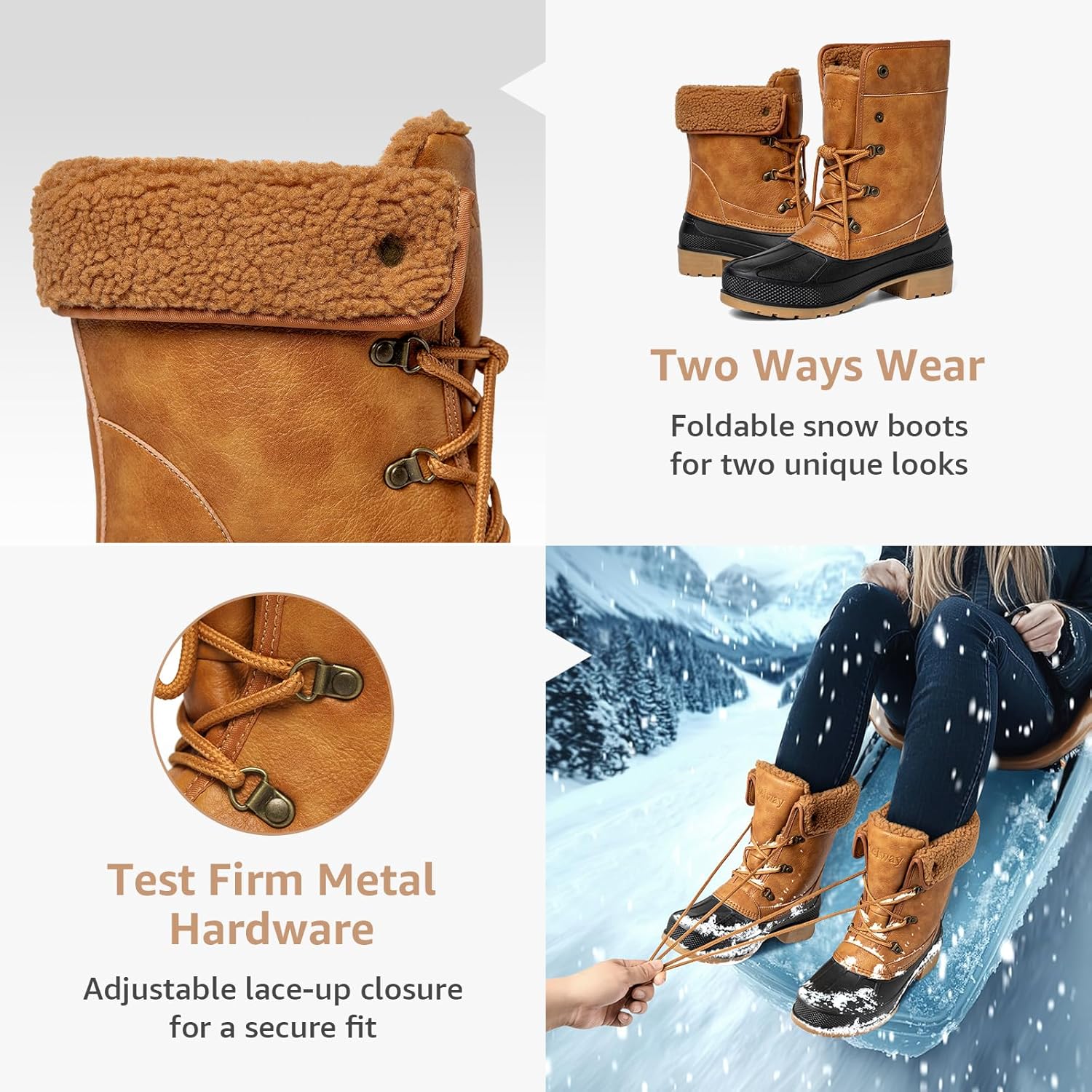 Kelway Snow Boots for Women – Waterproof, Insulated & Warm Winter Shoes with Non-Slip Soles for Hiking, Walking, Camping & Outdoor Activities
