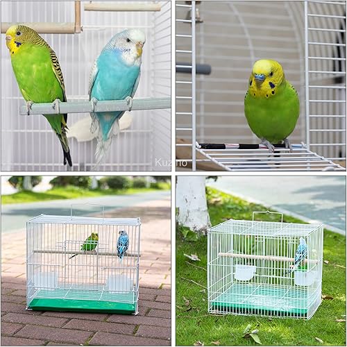 Miniatura 6 de Kuzino Jaula de viaje para pájaros pequeños, económica y ligera, para periquitos, tortolitos, loros, pinzones, canarios, conejos con alambre blanco,