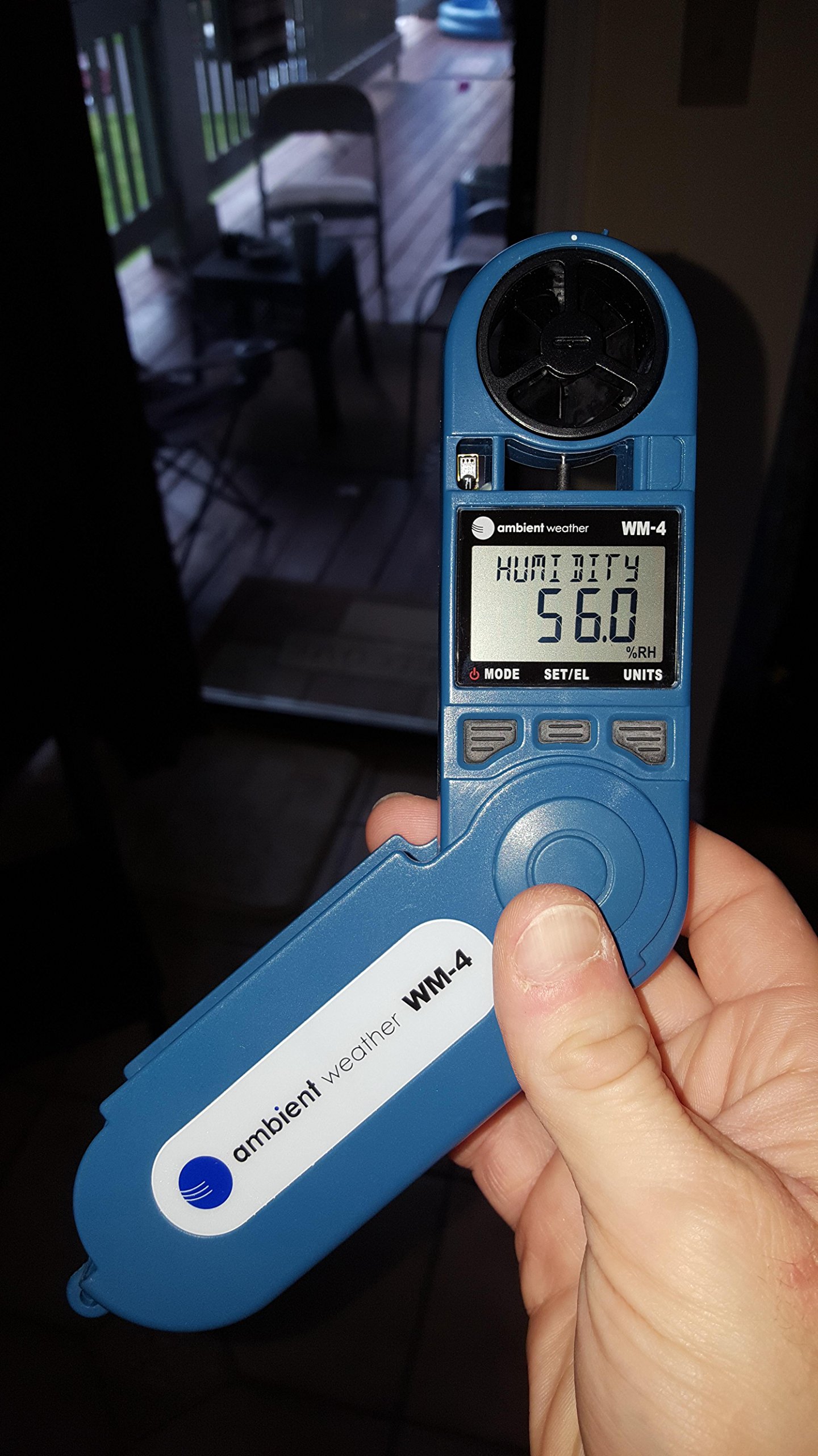 Ambient Weather WM-4 Handheld Weather Station w/Windspeed, Direction, Temperature, Humidity, Compass, Dew Point, Comfort Index, Psychrometer