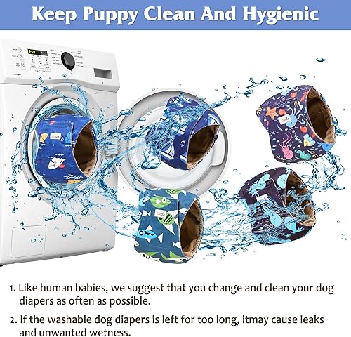 Miniatura 7 de Pañales prémium para perros machos, pañales de alta absorción (paquete de 3)  Banda lavable para el vientre para perros machos para incontinencia y