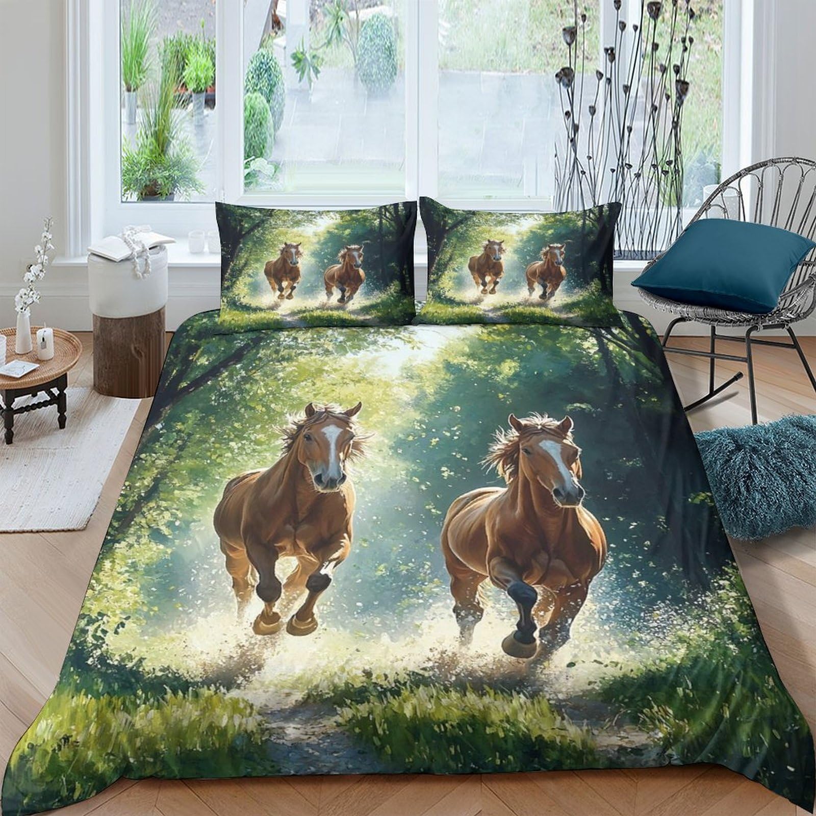 Ctjqhvkz Style-7 3D Printed Brown Running Horse Fitted Sheet Microfiber Soft Bed Cover For Bedroom Guest Room Decor Machine Washable Single（135X200cm）