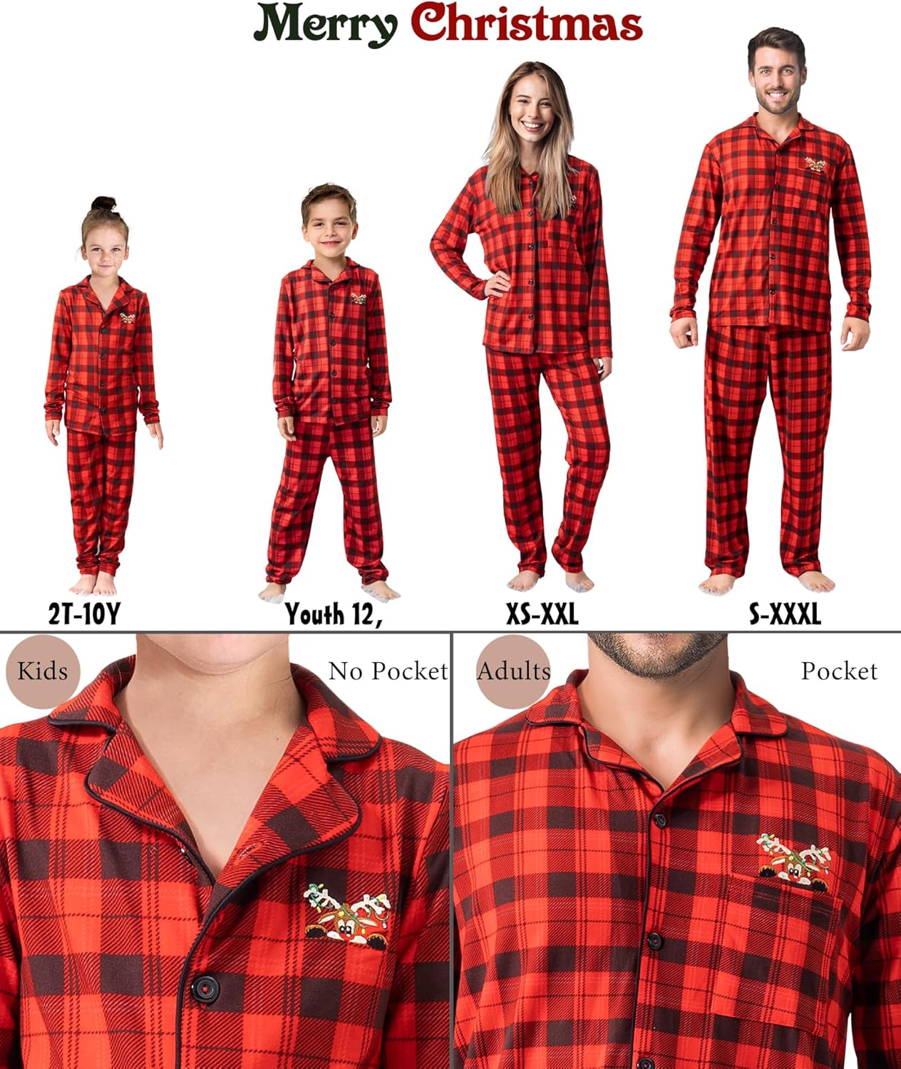 Rnxrbb 2025 Family Christmas Pajamas Matching Sets Holiday Xmas Christmas Pjs Jammies for Women Men Couples Adult Kids - Image 5