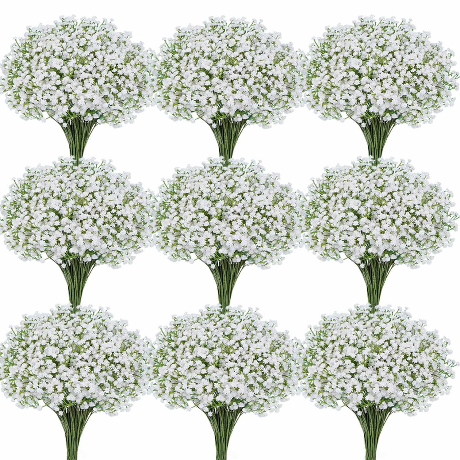 Gypsophile artificiel : lot de 50 fleurs blanches réalistes en vrac pour grand bouquet de mariée