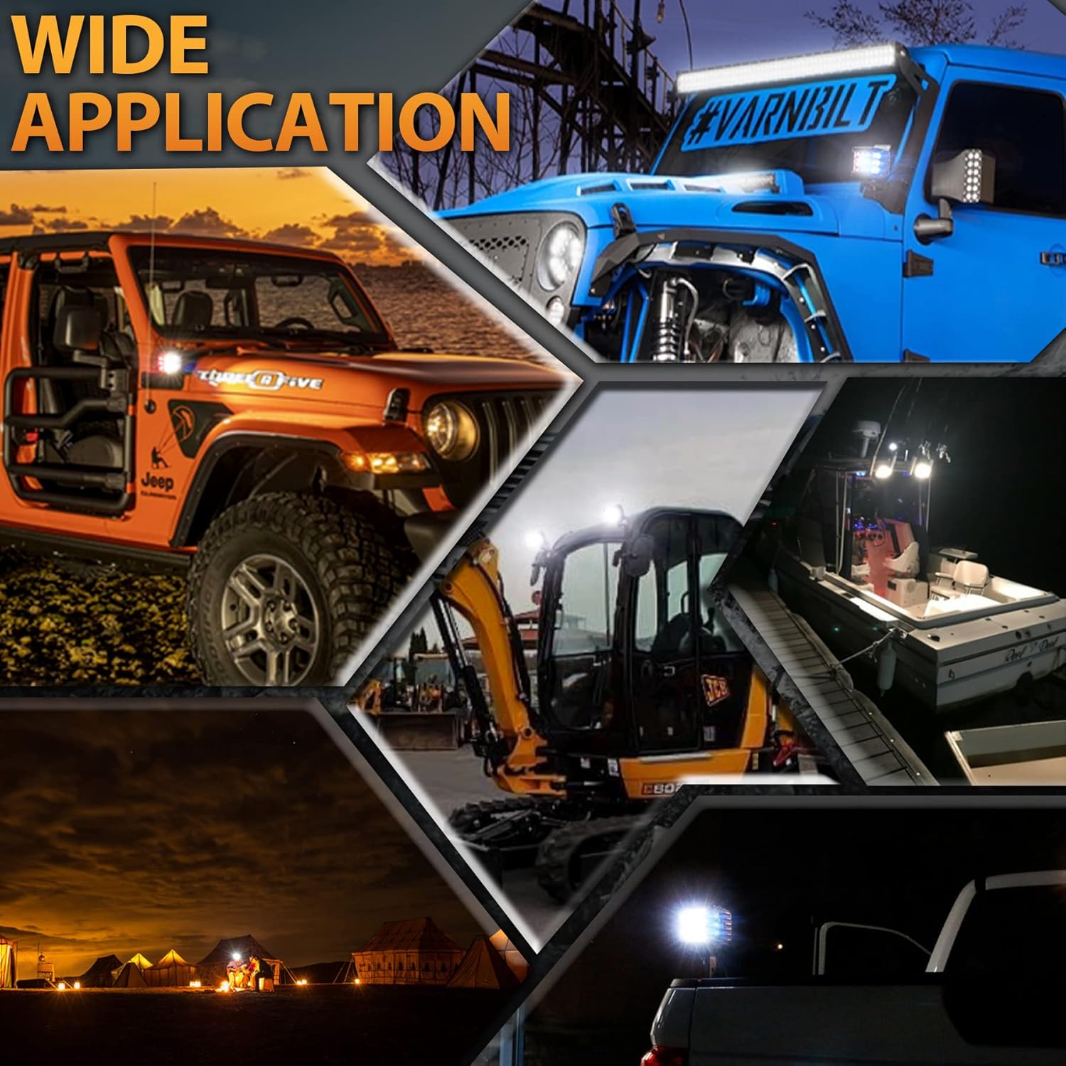 Dual Side Shooter LED Pod Lights with Red & Blue Strobe Pods 4 Inch Off Road Led Driving Lights Fit for 4x4 JEEP Truck Boat ATV SUV UTV