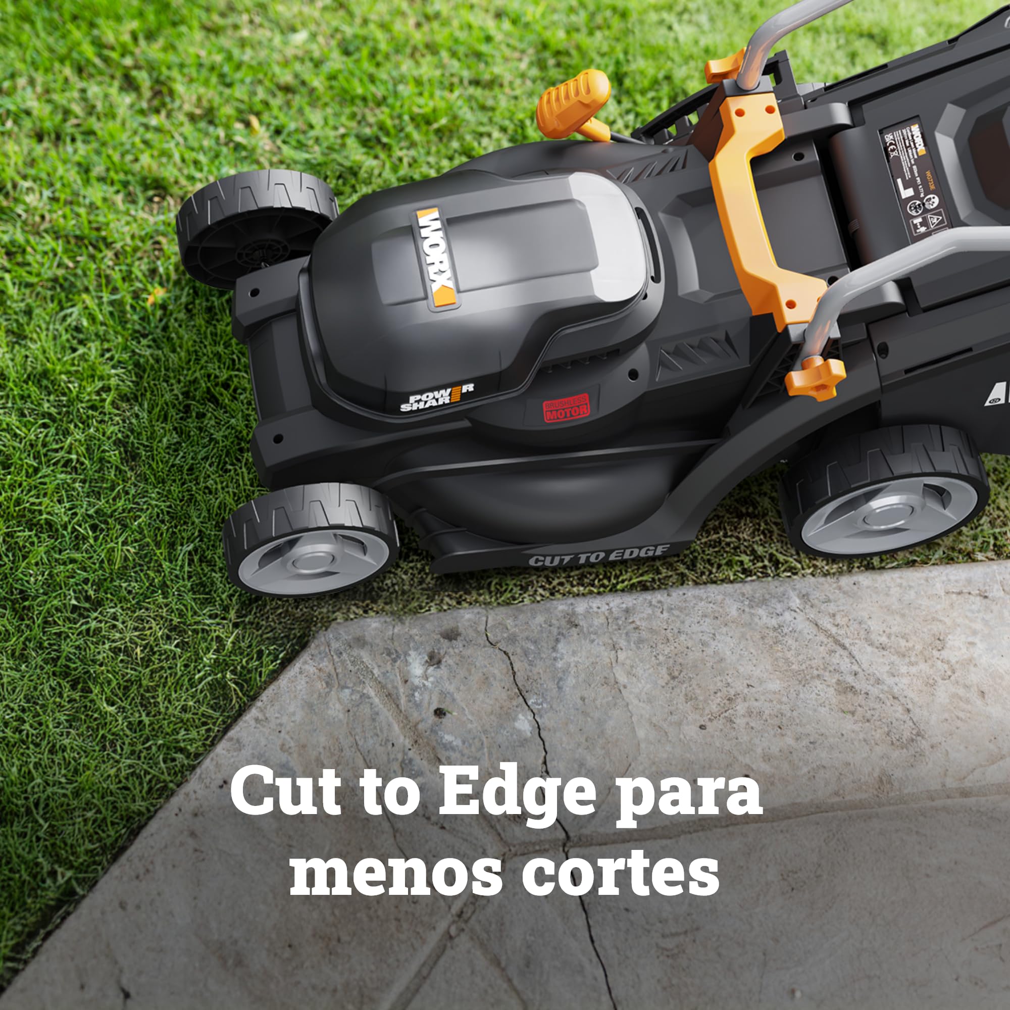 WORX ‎WG733E Tosaerba a batteria 20 V, potente motore brushless, larghezza di taglio 33 cm, 6 livelli di altezza di taglio (25-75 mm), tecnologia Intellicut, sacco di raccolta erba da 35 l