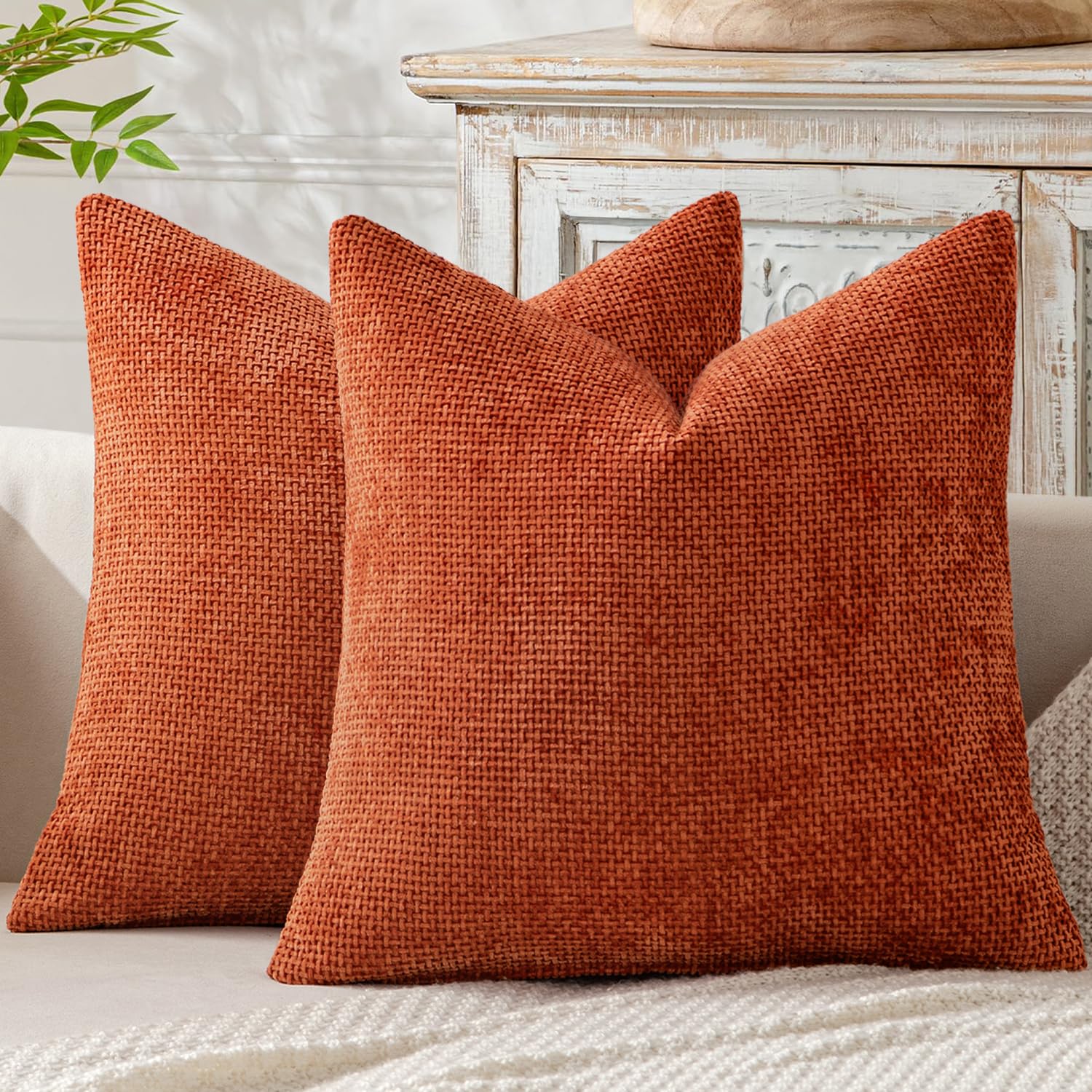 MIULEE Kissenbezug 2er Set Chenille Kissenbezüge Sofakissen Weiche Dekokissen Kissenhüllen mit Elegantem Design CouchKissen Zierkissen für Bett Sofa und Wohnzimmer