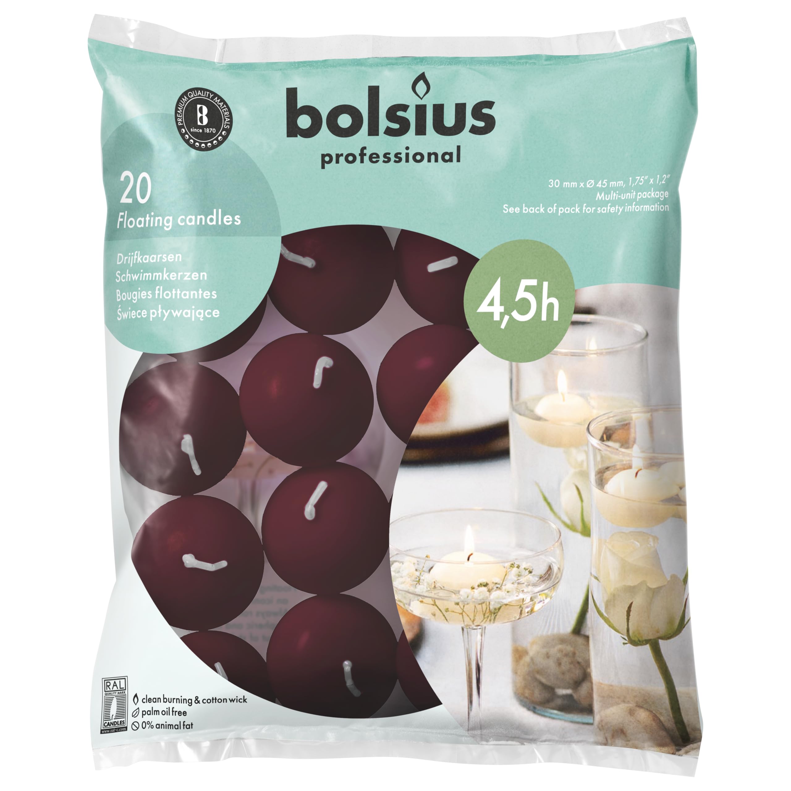 Bougies flottantes bordeaux pour une ambiance de mariage et de repas