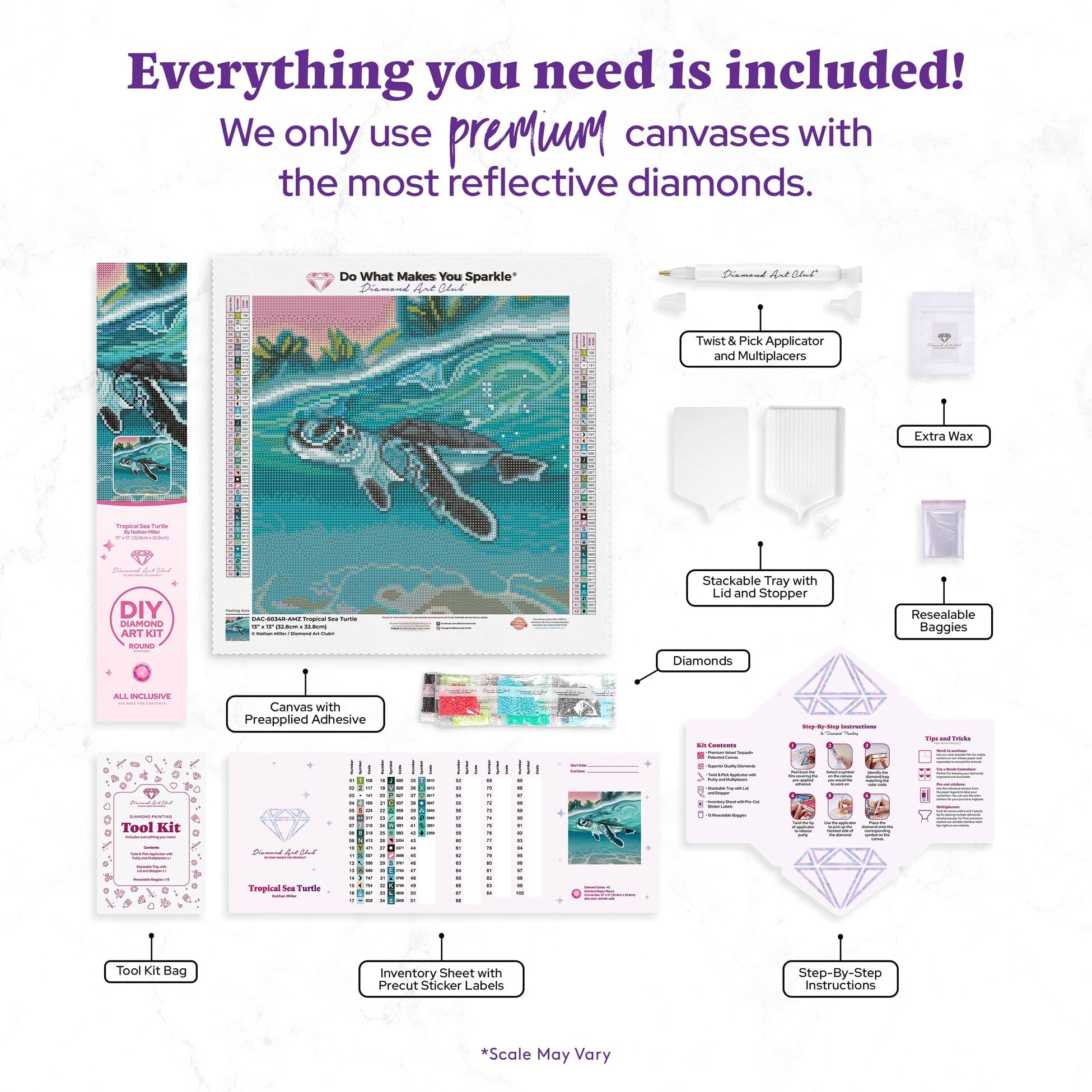 DIAMOND ART CLUB Tropical SEA Turtle Diamond Painting Kit, 13