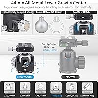 Vista 3 de ARTCISE - Trípode compacto de fibra de carbono con cabeza de bola de perfil bajo de 1.732 in, monopie profesional resistente para cámara DSLR