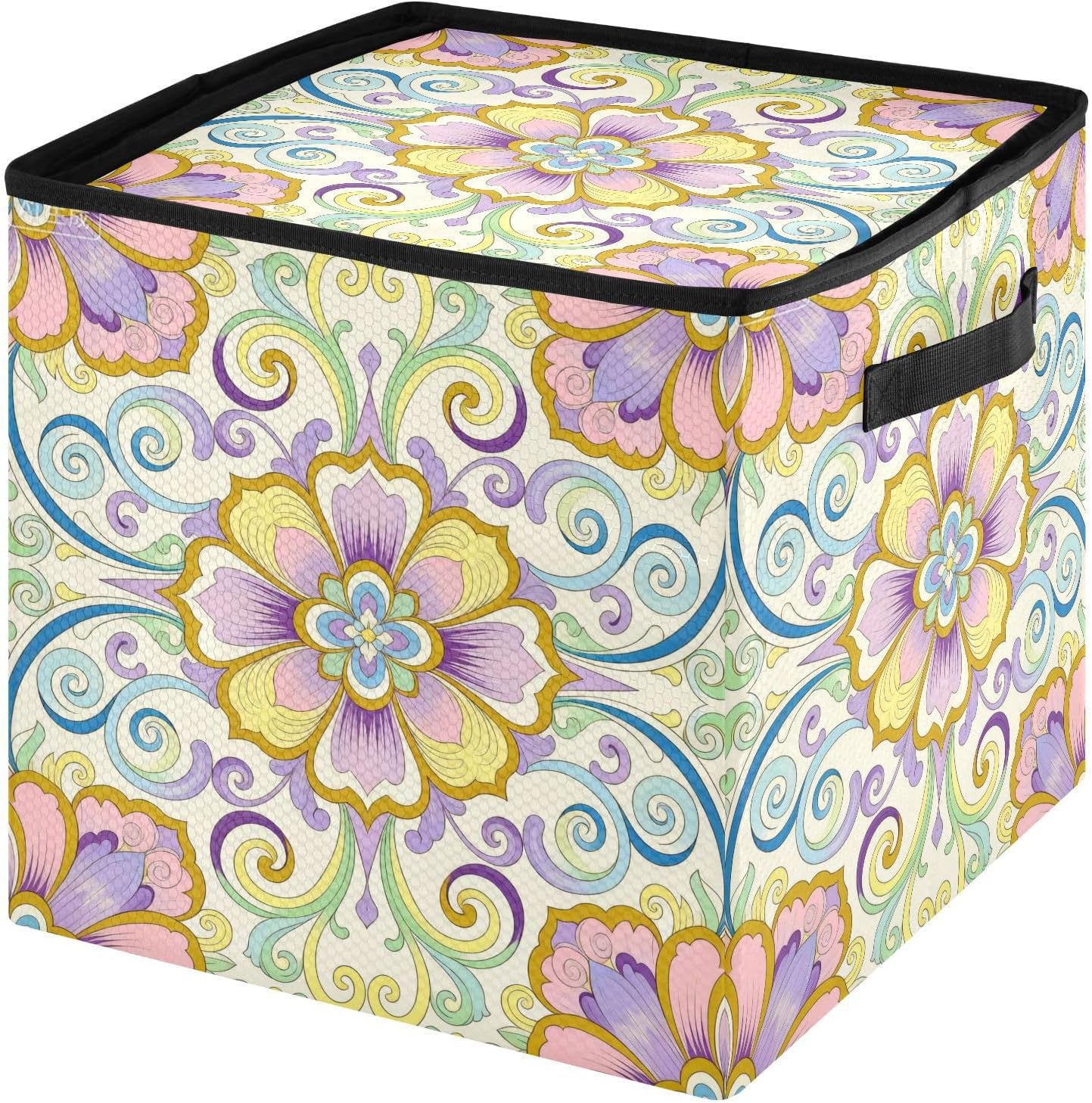 High Capacity Christmas ornament storage bag Holds Up to 64, Two Handles telescoping Holiday Storage Case with Lid,Fashion Pink Blue Paisley