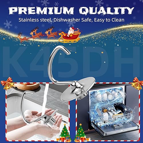 Miniatura 6 de AMI PARTS Batidor plano recubierto K45B para cuenco de acero inoxidable de 4.5 cuartos de galón, batidor de batidora de pie de cabeza inclinable