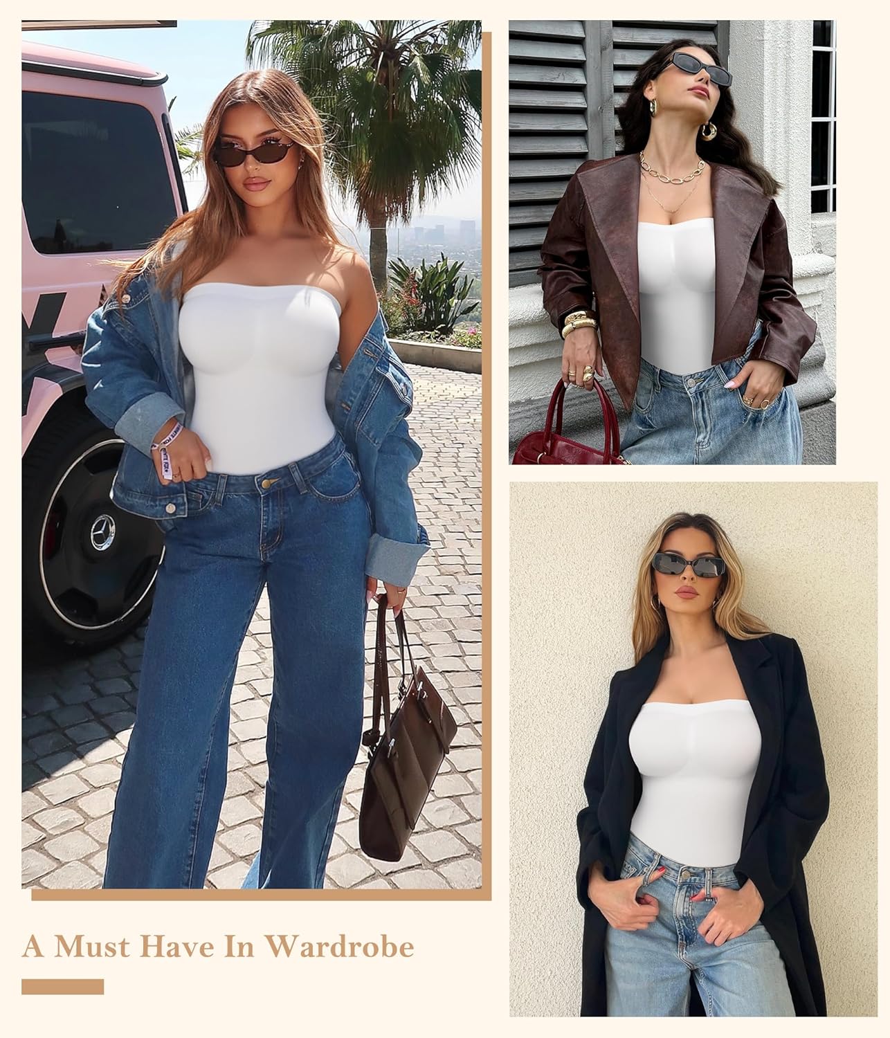 Irisnaya Strapless Shapewear Bodysuit for Women - Thong Bodysuit Tummy Control Tube Top Body Suits with Removable Strap - Image 6