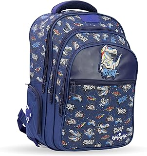 Fantastic Space Theme School Backpack, Navy Blue with Multi-Compartment Design, Ergonomic Padded Straps