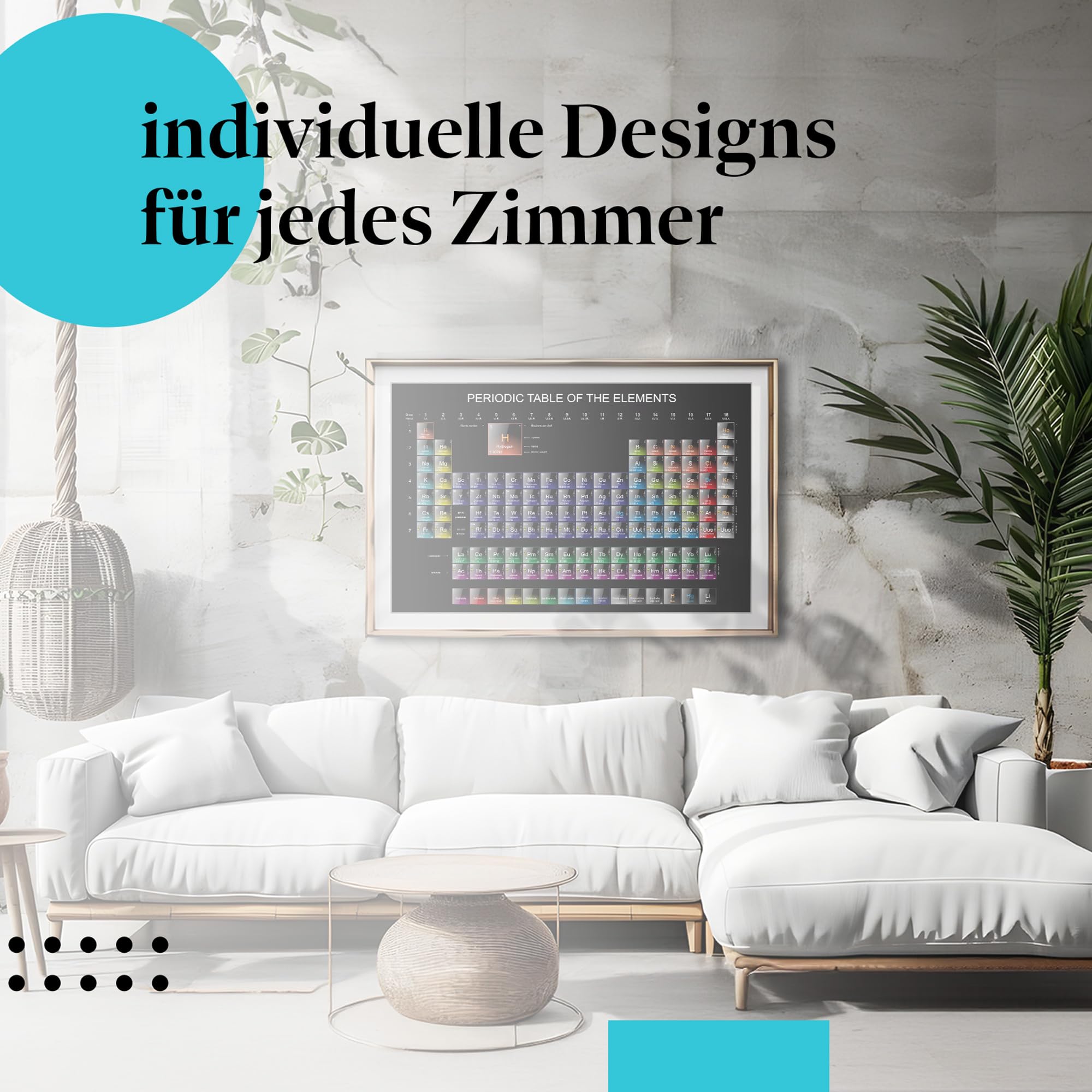 Postereck - 0549 - Periodensystem, Elemente Studium Schule Chemie - Unterricht Klassenzimmer Schule Wandposter Fotoposter Bilder Wandbild Wandbilder - Leinwand - 100,0 cm x 75,0 cm