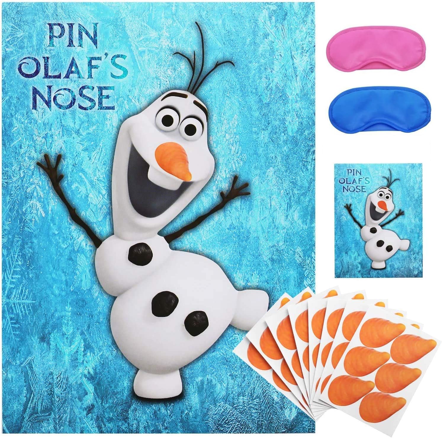 Lidmada Frozen Party Supplies Decorations, Pin The Nose on the Olaf Party Games, Large Poster with 48Pcs Nose Stickers Favors for Kids’ Birthday Party Activity