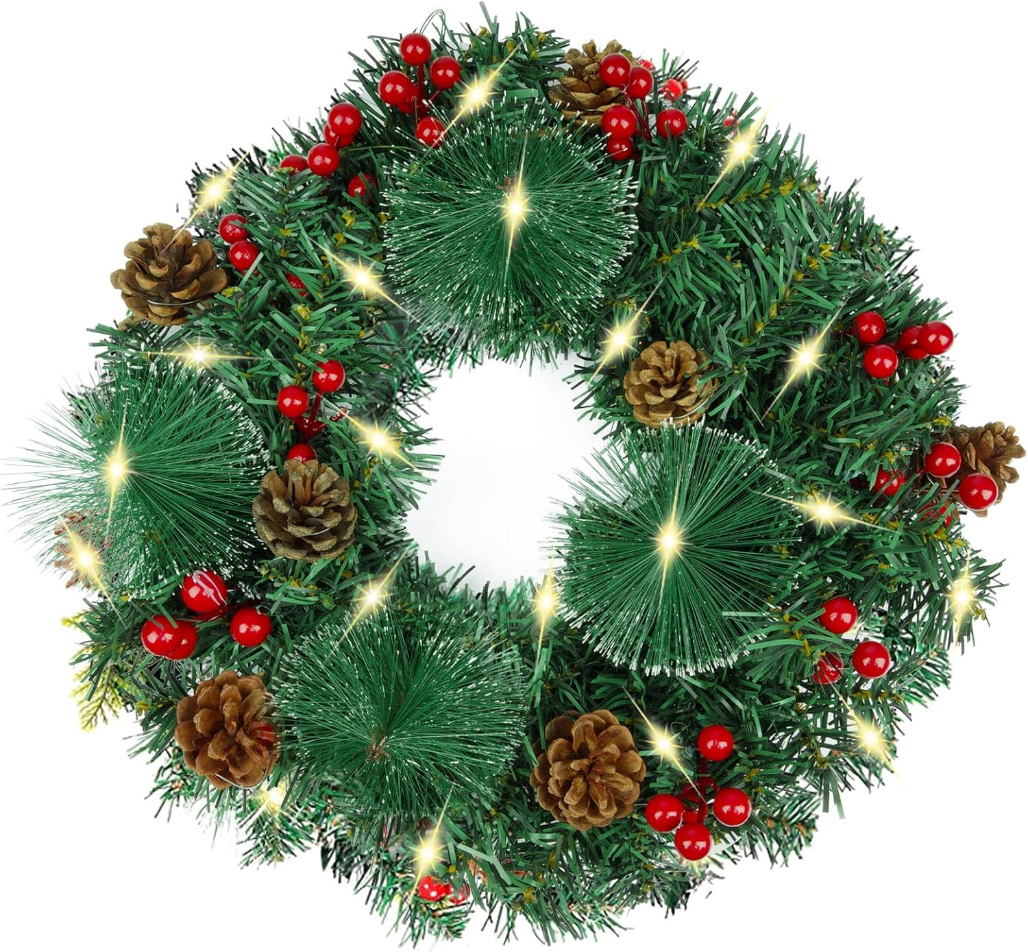 Christmas Wreath for Front Door with Led Lights, National