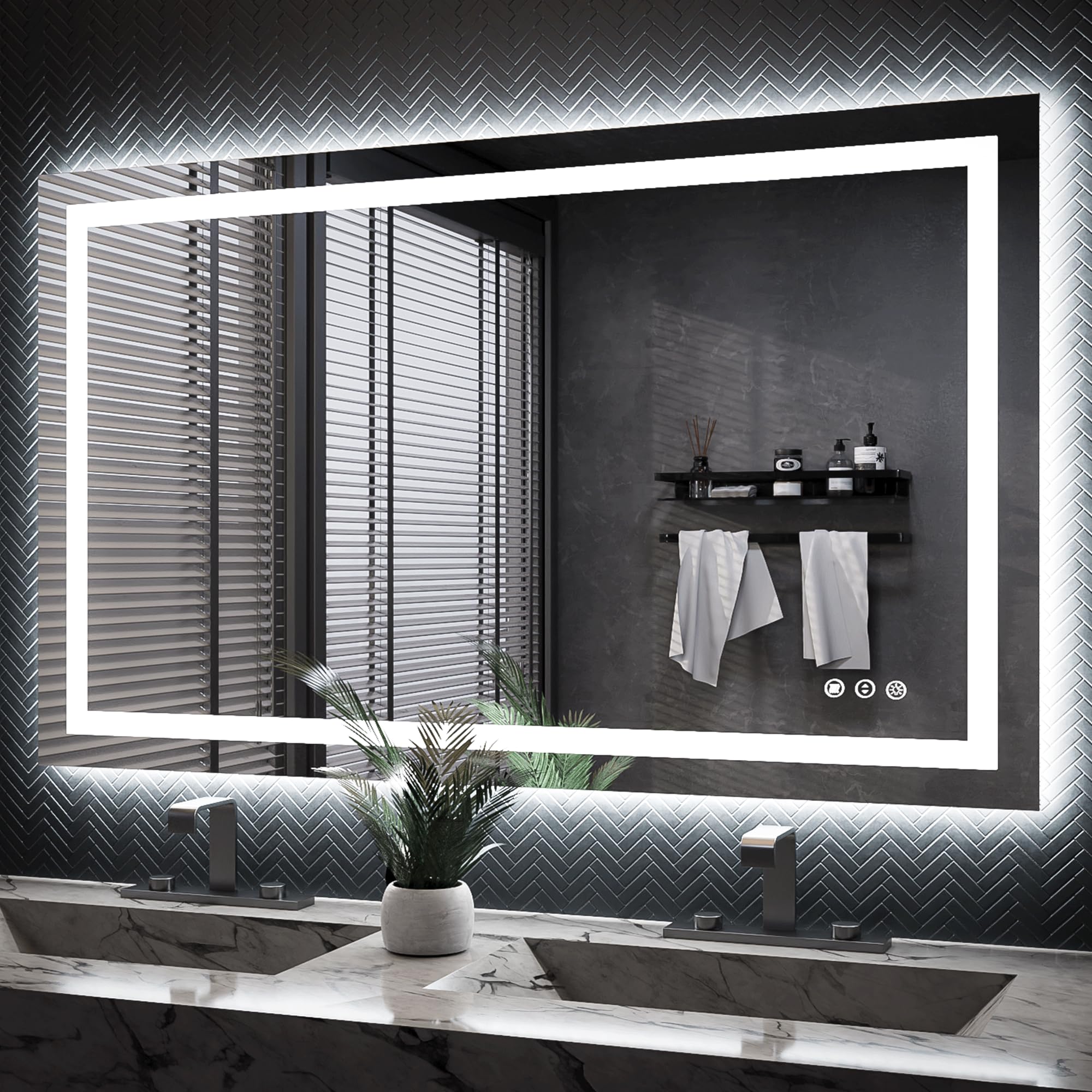 ISKM 50'' x 30'' LED Mirror for Bathroom Lighted Vanity Mirror for Wall Front Lights + Backlit LED Bathroom Mirror Anti-Fog Tempered Glass ETL Listed