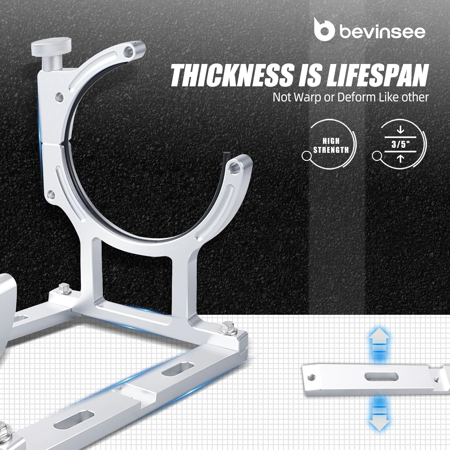 Bevinsee 7" Nitrous Oxide Nos Single Bottle Holder Bracket Billet Aluminum for 10-15 pounds Nitrous Oxide Bottle, Silver