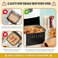 Vista 4 de Forros desechables para freidora de aire – Paquete de 125, papel pergamino antiadherente sin blanquear de 8 pulgadas, se adapta a cestas de 5-8