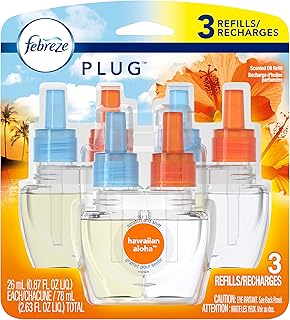 Febreze Plug Air Freshener Scented Oil Refill, Hawaiian Aloha, 3 count