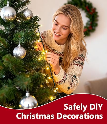 Miniatura 4 de Luces de Navidad blancas cálidas de 82 pies para exteriores con 8 modos, IP44 impermeable, enchufable, para árbol de Navidad, patio, jardín,